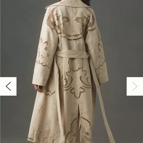 Avec Les Filles Cutwork Linen Trench Coat NWT - Picture 3 of 8